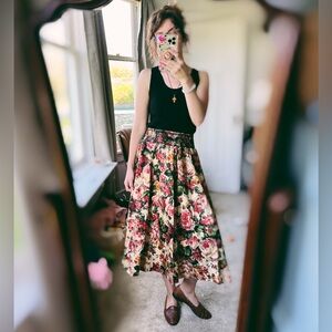SOLD - ZARA Smocked Waist Floral MIDI Skirt